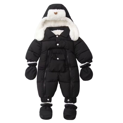 Combi-Pilote Bébé Hiver Ultra Chaude – avec Moufles, Chaussons et Chapka