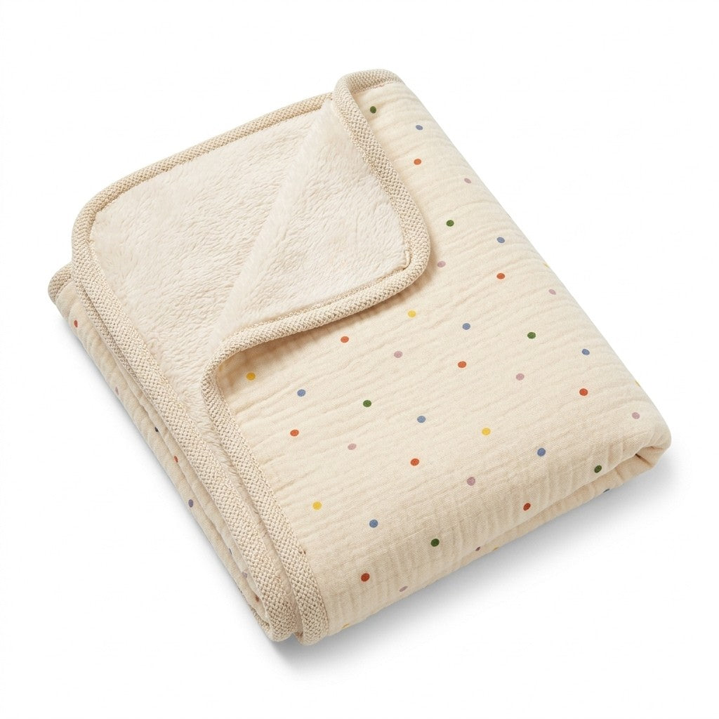 Couverture Bébé Gaze de Coton Réversible Polaire - 90x130cm