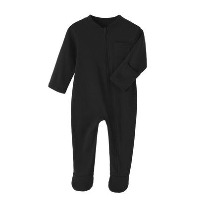 Grenouillère bébé zippée à pieds fermés noir, sous-couche de ski