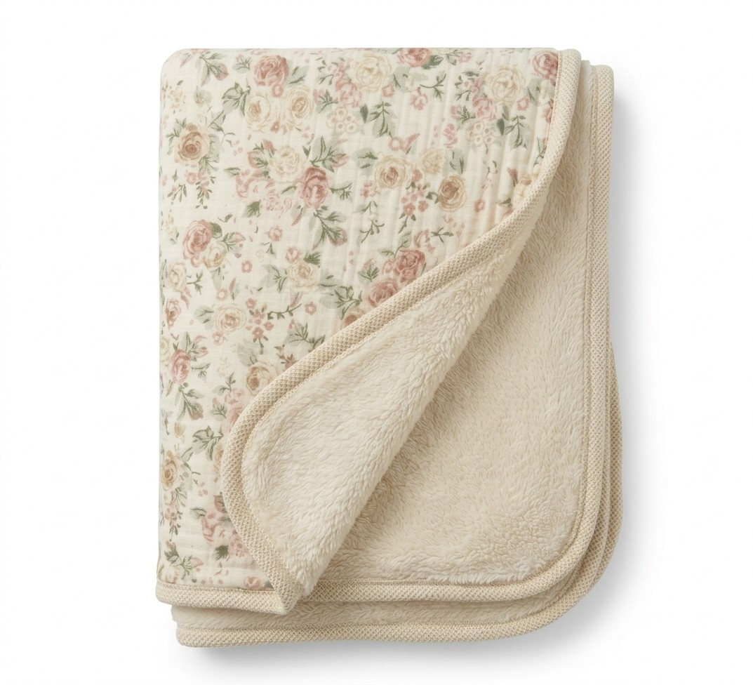 Couverture Bébé Gaze de Coton Réversible Polaire - 90x130cm