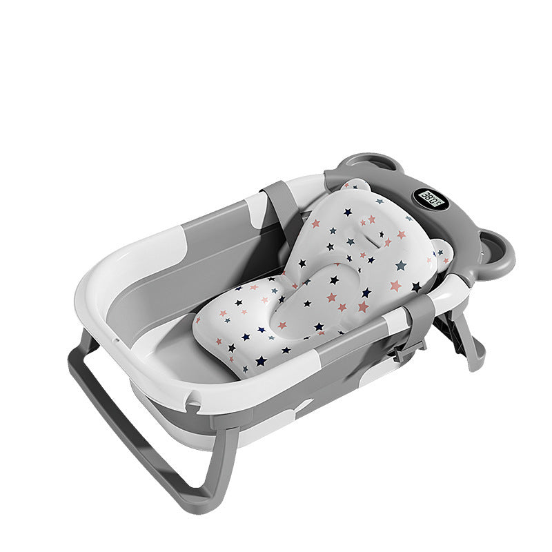 Baignoire Bébé Pliable avec Coussin et Thermomètre