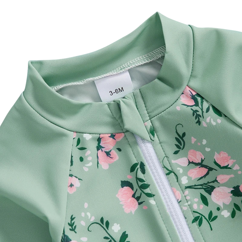 Maillot de Bain Bébé Fille avec Casquette - Rosée Verte