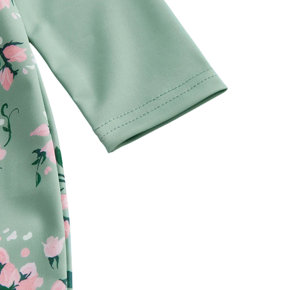 Maillot de Bain Bébé Fille avec Casquette - Rosée Verte