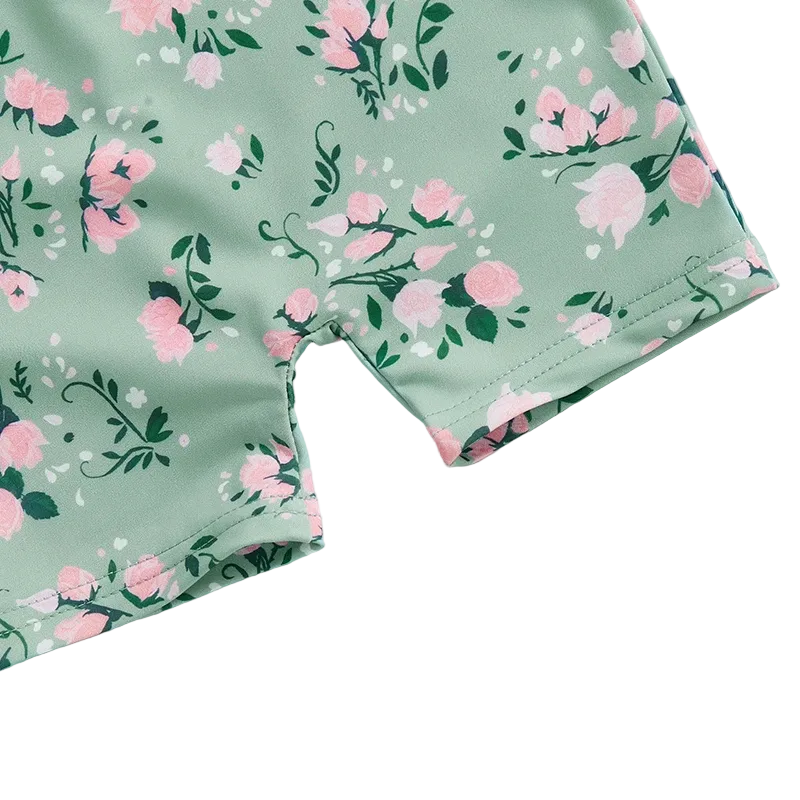 Maillot de Bain Bébé Fille avec Casquette - Rosée Verte