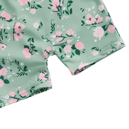 Maillot de Bain Bébé Fille avec Casquette - Rosée Verte