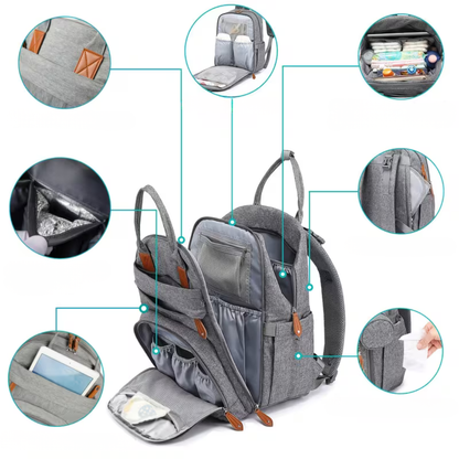 Sac à dos à langer bébé grande capacité USB - Porto Rico™