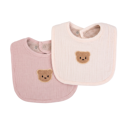 Bavoir Bébé Double Face Gaze de Coton &amp; Éponge - Lot de 2