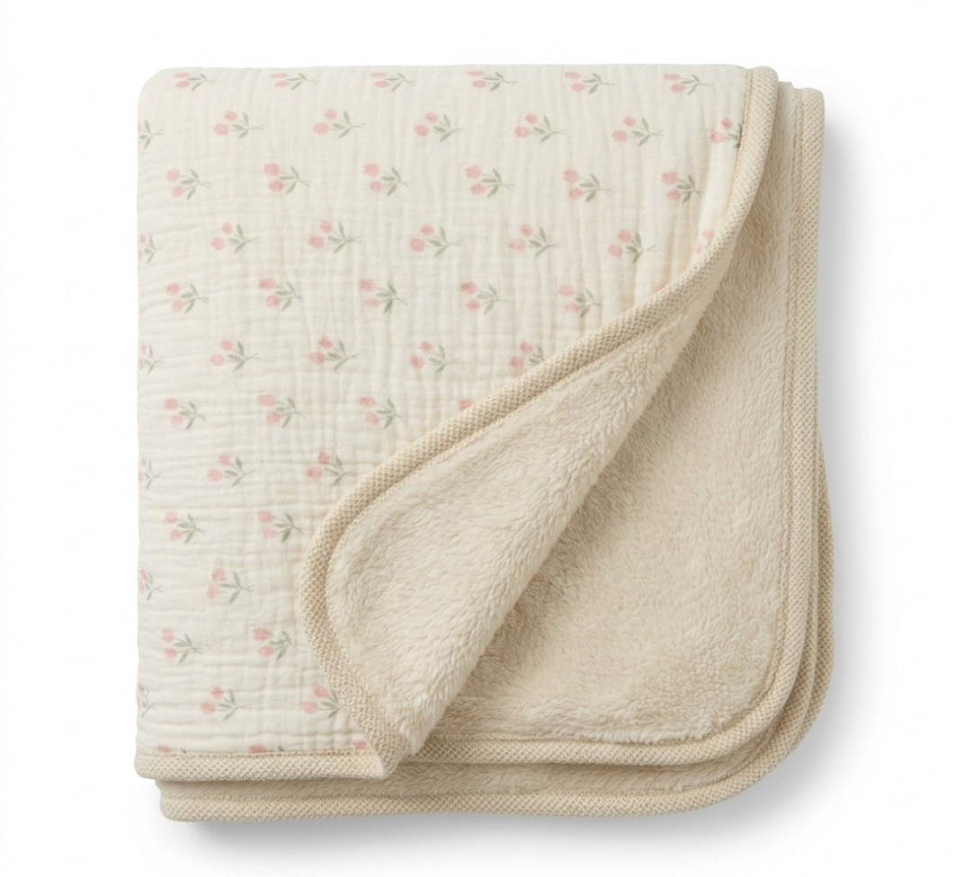 Couverture Bébé Gaze de Coton Réversible Polaire - 90x130cm
