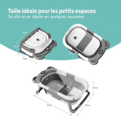 Baignoire Bébé Pliable avec Coussin et Thermomètre
