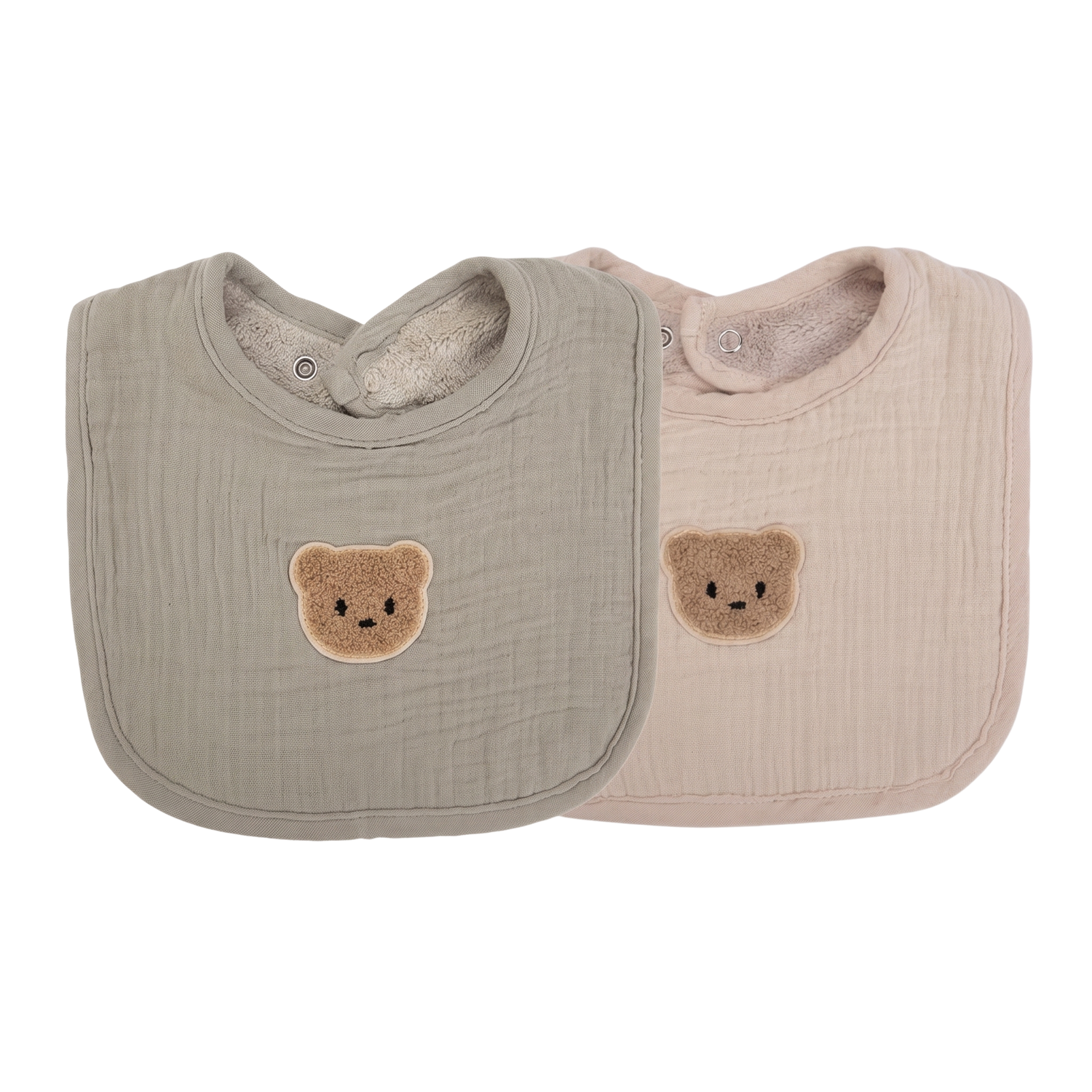 Bavoir Bébé Double Face Gaze de Coton &amp; Éponge - Lot de 2