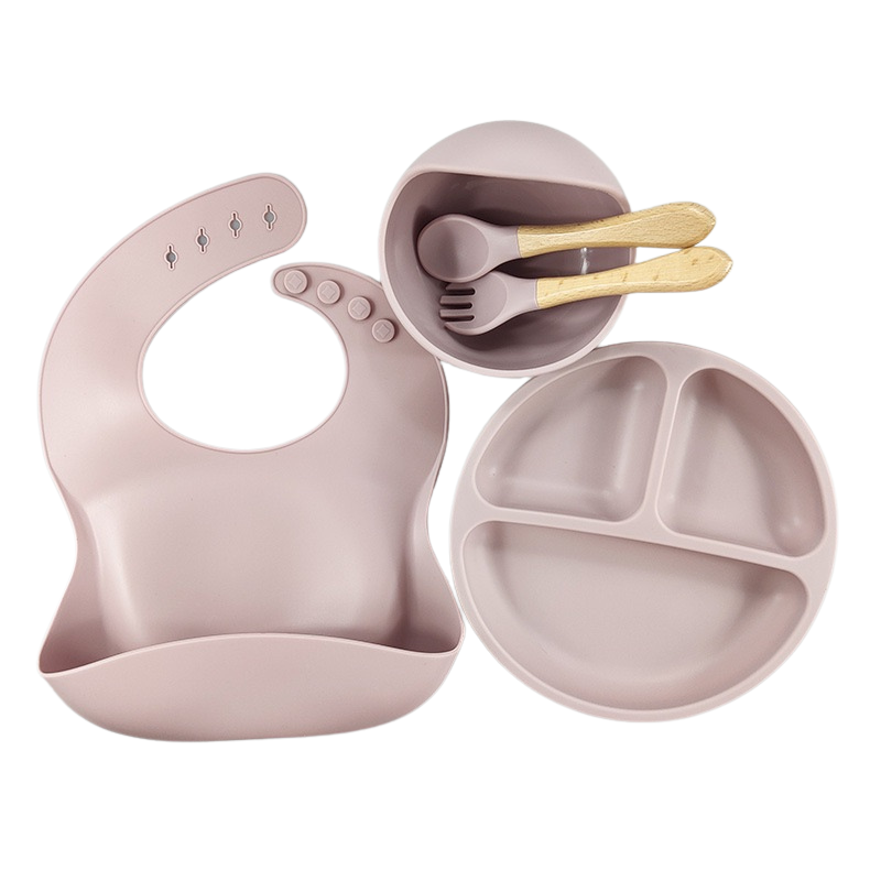 CUBTEM Lot 8 Pièces Vaisselle Bébé Silicone - 2 Assiettes Ventouse, Cuillères, Fourchettes Et Gobelets Pour Auto-Alimentation