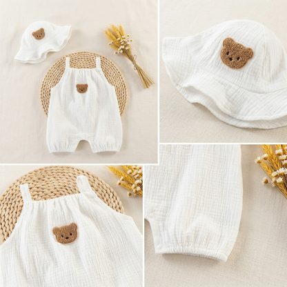 Barboteuse Bébé Été Gaze de Coton - Ourson