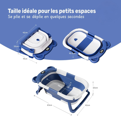 Baignoire Bébé Pliable avec Coussin et Thermomètre
