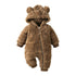 Combinaison bébé polaire doublée sherpa marron à capuche oreilles d&