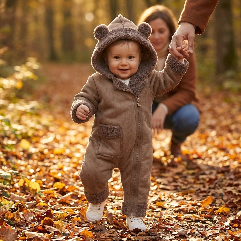 Combinaison Bébé Hiver Suédine Ourson -  Gustave
