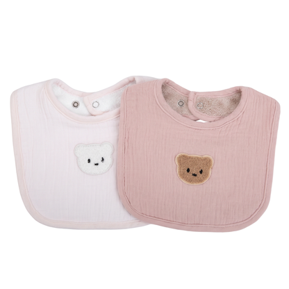 Bavoir Bébé Double Face Gaze de Coton &amp; Éponge - Lot de 2