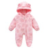 Combinaison bébé polaire rose à fleurs ton sur ton, capuche oreilles d&