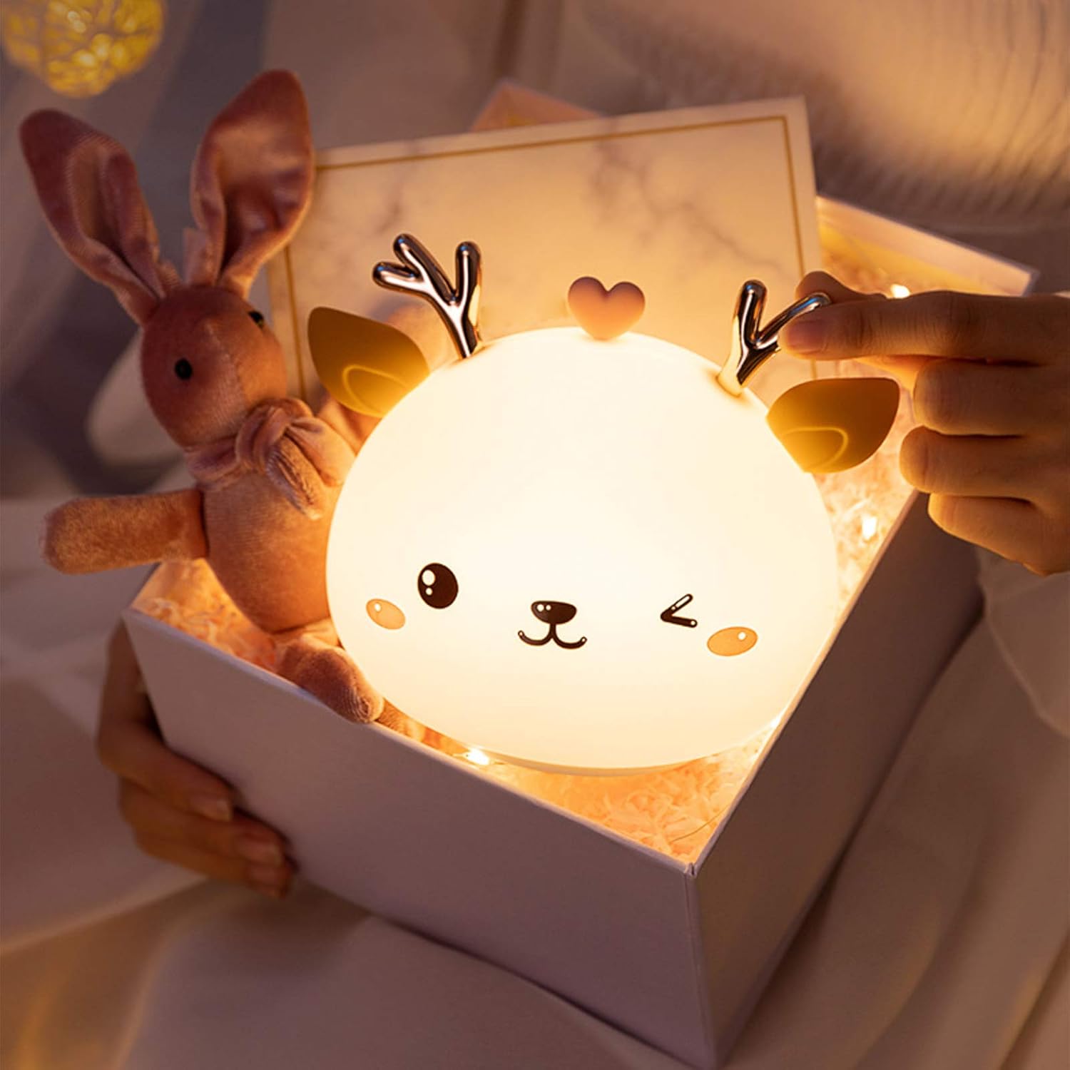 Veilleuse LED Rechargeable en Silicone pour Bébé - Cerf