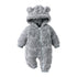 Combinaison bébé polaire doublée sherpa gris clair à capuche oreilles d&