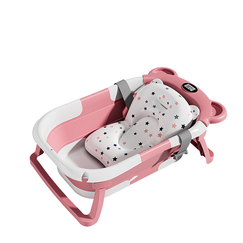 Baignoire Bébé Pliable avec Coussin et Thermomètre