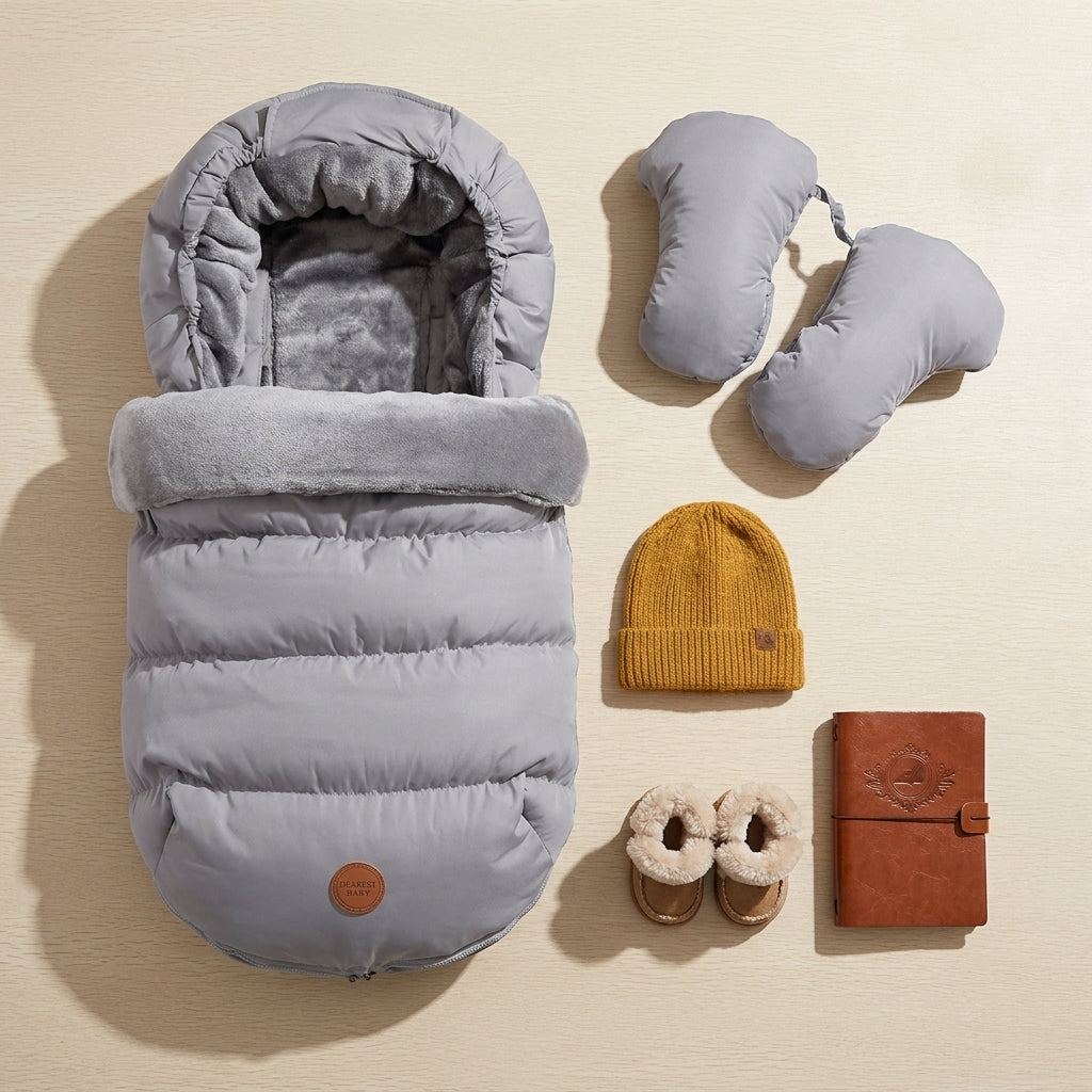 Chancelière Poussette Bébé Hiver 6-36 Mois + Moufles Parent