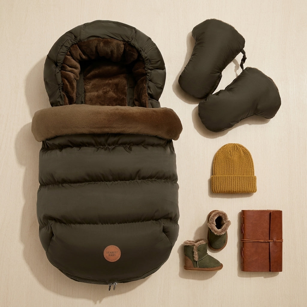 Chancelière Poussette Bébé Hiver 6-36 Mois + Moufles Parent