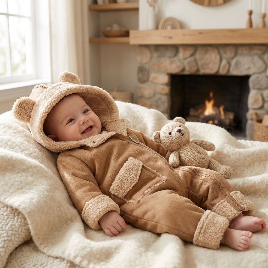 Combinaison Bébé Hiver Suédine Ourson -  Gustave