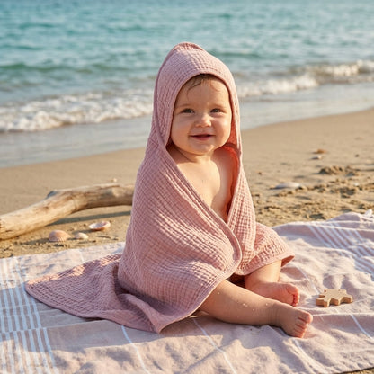 Cape de Bain Bébé en Coton Mousseline