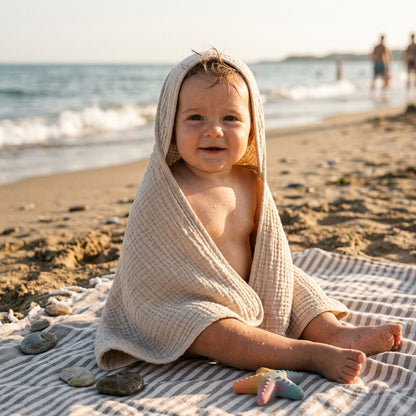 Cape de Bain Bébé en Coton Mousseline