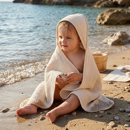 Cape de Bain Bébé en Coton Mousseline