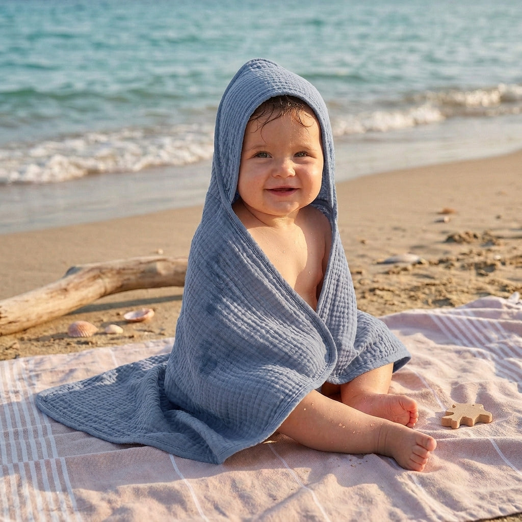 Cape de Bain Bébé en Coton Mousseline