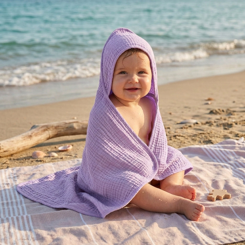 Cape de Bain Bébé en Coton Mousseline
