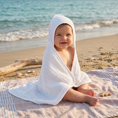Cape de Bain Bébé en Coton Mousseline