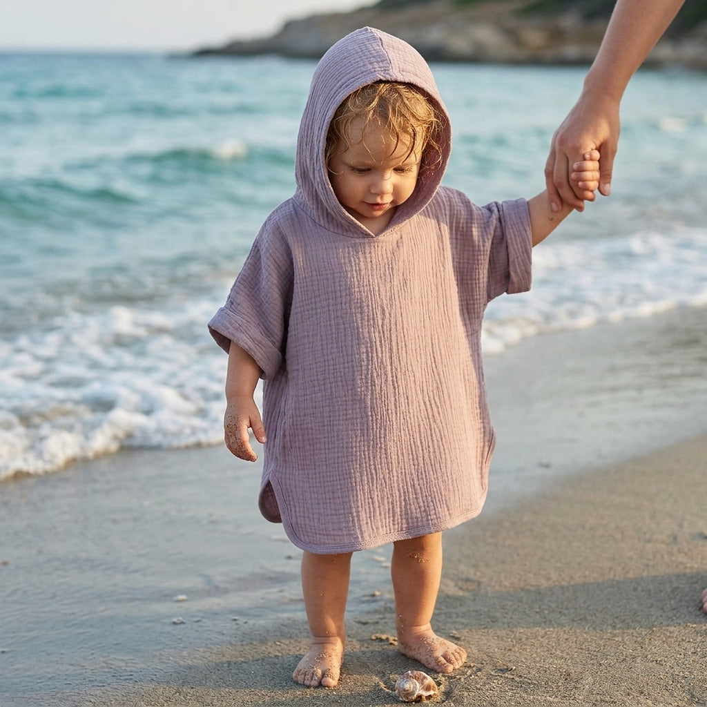 Poncho de Bain Enfant en Coton Mousseline