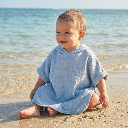 Poncho de Bain Enfant en Coton Mousseline