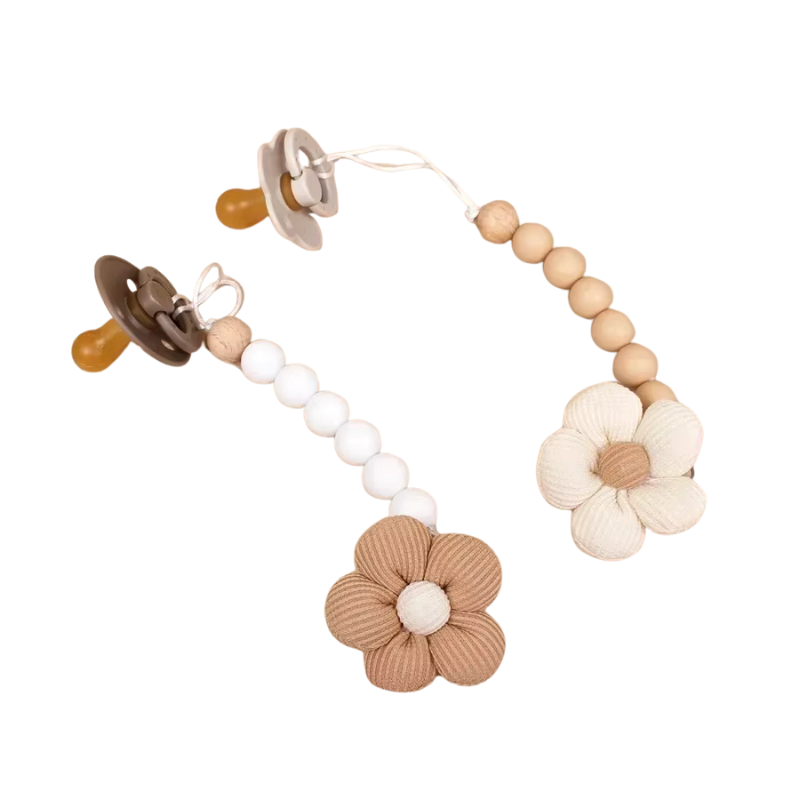 Attache Tétine Silicone - Fleur Tissu