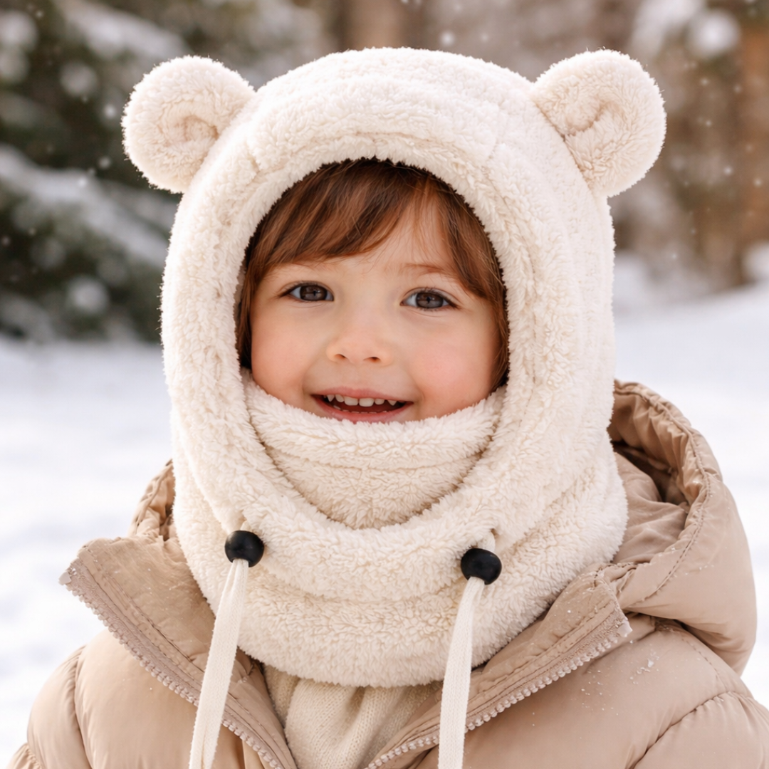 Cagoule Polaire Enfant Hiver – Bonnet Cache-Cou Doux et Chaud