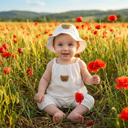 Barboteuse Bébé Été Gaze de Coton - Ourson