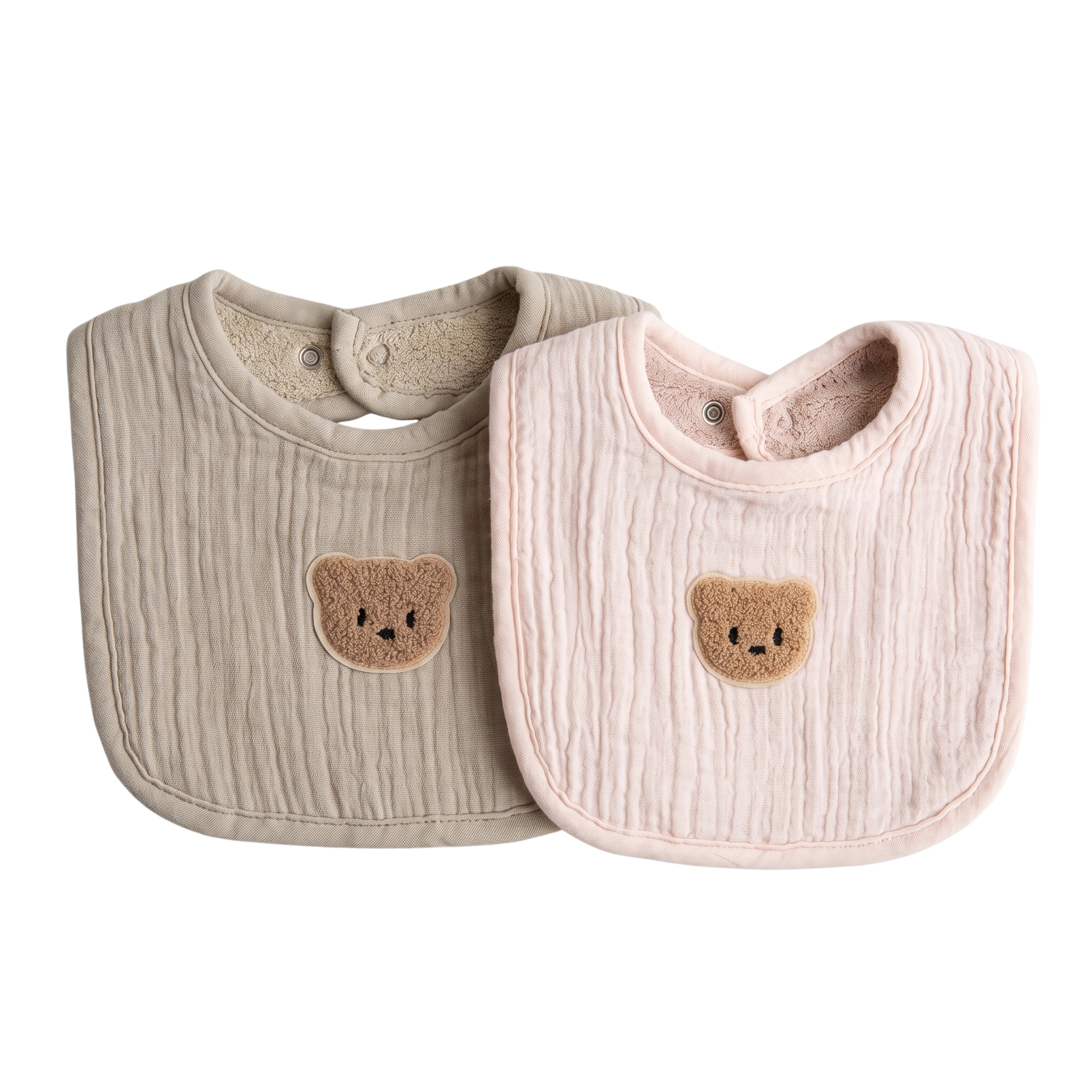 Bavoir Bébé Double Face Gaze de Coton &amp; Éponge - Lot de 2