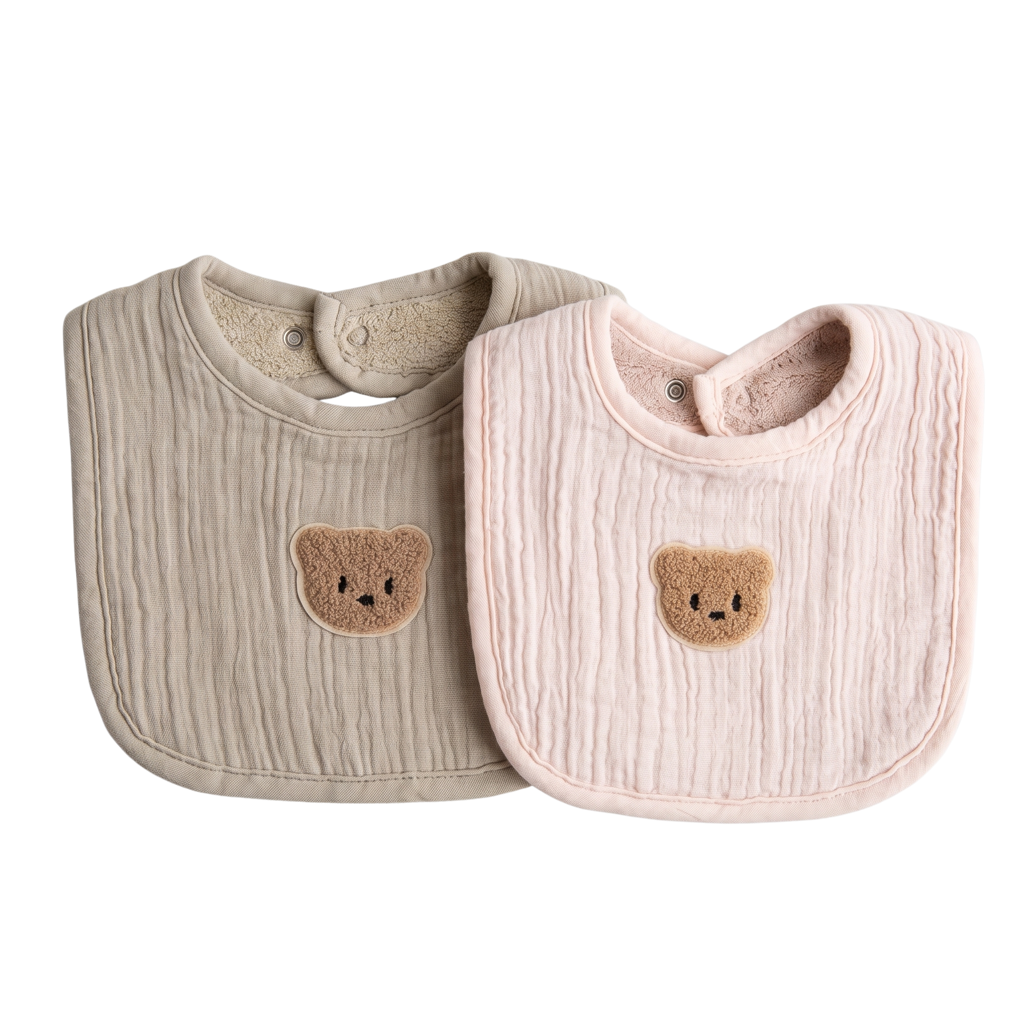 Bavoir Bébé Double Face Gaze de Coton &amp; Éponge - Lot de 2