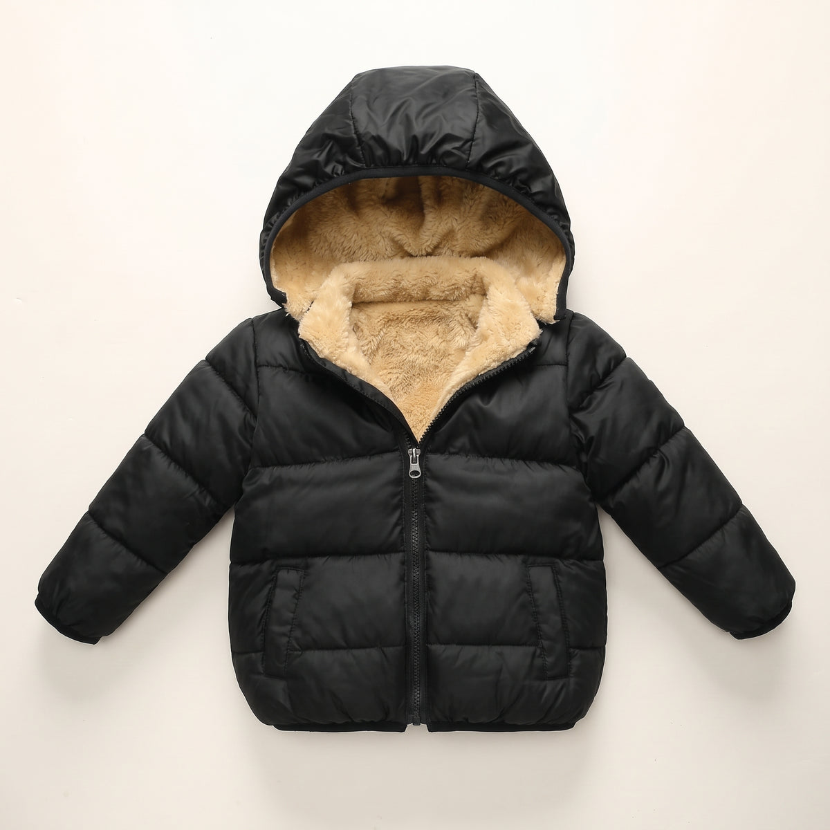 Doudoune Bébé et Enfant à Capuche Doublée Effet Agneau – 18 mois-6 ans