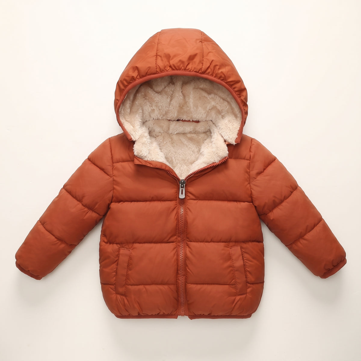 Doudoune Bébé et Enfant à Capuche Doublée Effet Agneau – 18 mois-6 ans