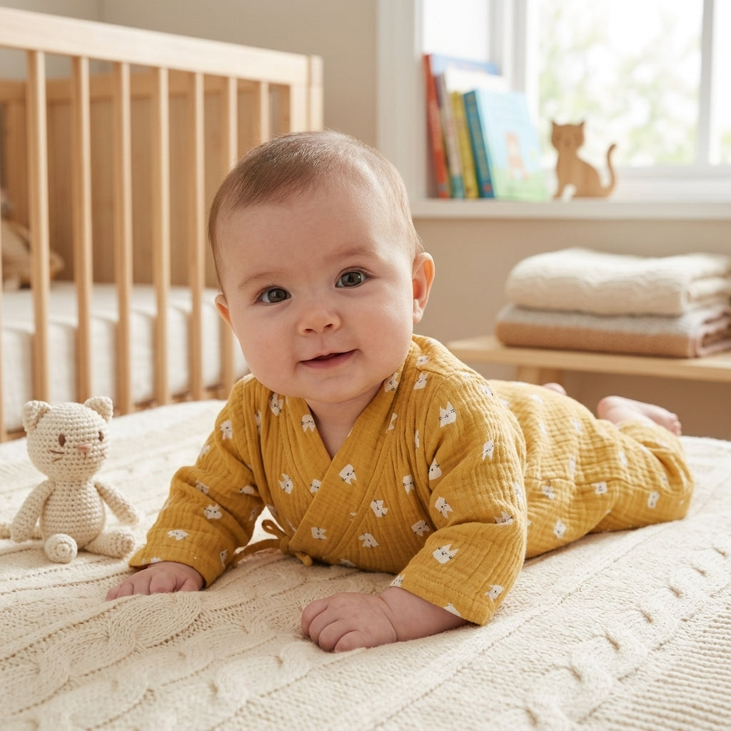 Barboteuse Kimono Bébé en Gaze de Coton