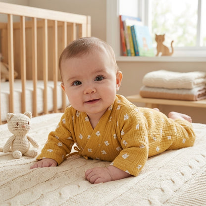Barboteuse Kimono Bébé en Gaze de Coton