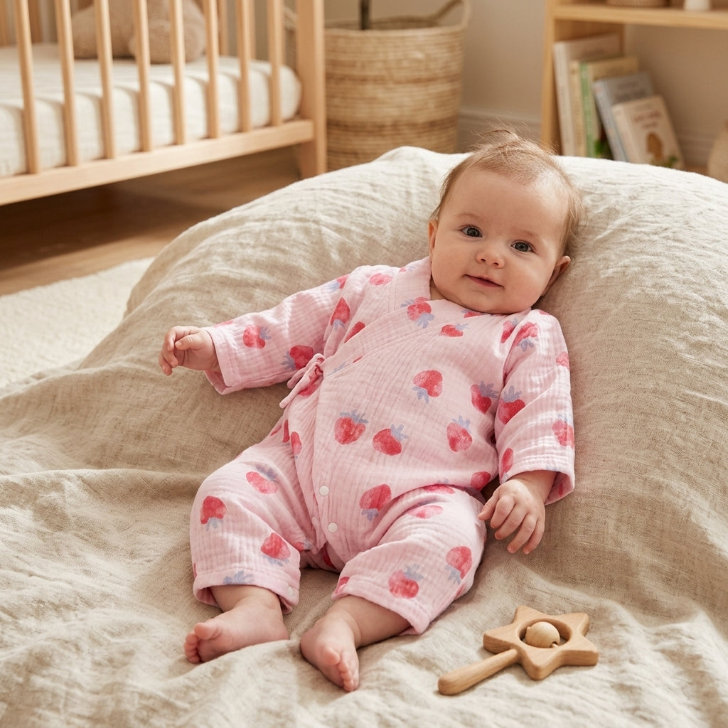 Barboteuse Kimono Bébé en Gaze de Coton