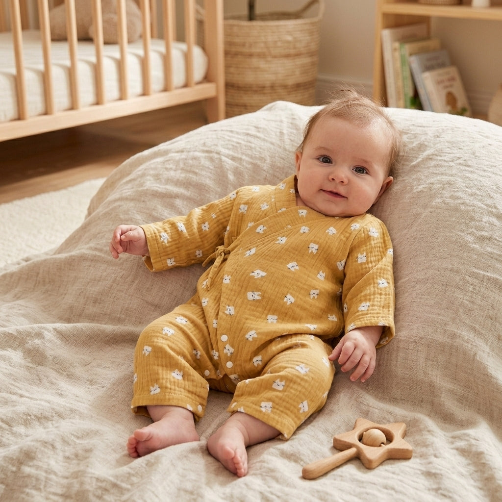 Barboteuse Kimono Bébé en Gaze de Coton
