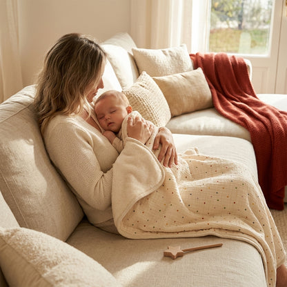 Couverture Bébé Gaze de Coton Réversible Polaire - 90x130cm