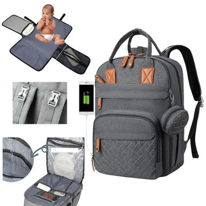 Sac à dos à langer bébé grande capacité USB - Porto Rico™