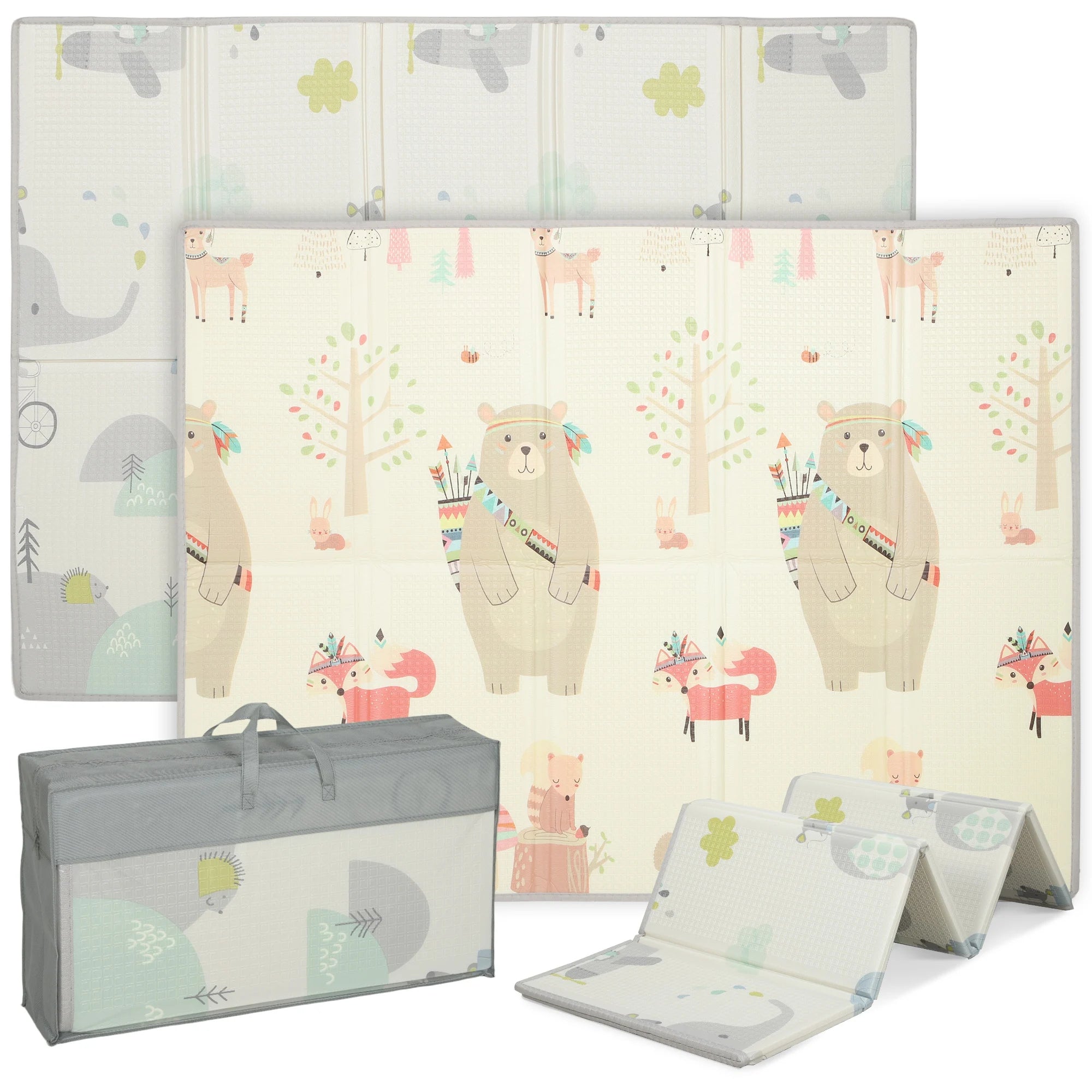Grand Tapis de jeu pour bébé pliable et réversible