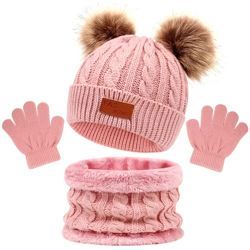 Ensemble Bonnet Bébé Écharpe et Gants Hiver